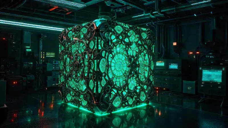 Cubo metálico fractal con efectos electromagnéticos
