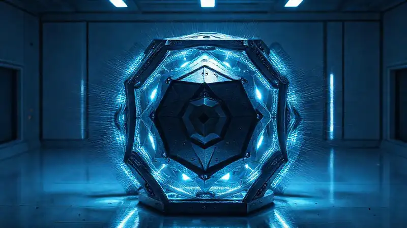 Estructura metálica futurista en laboratorio controlado
