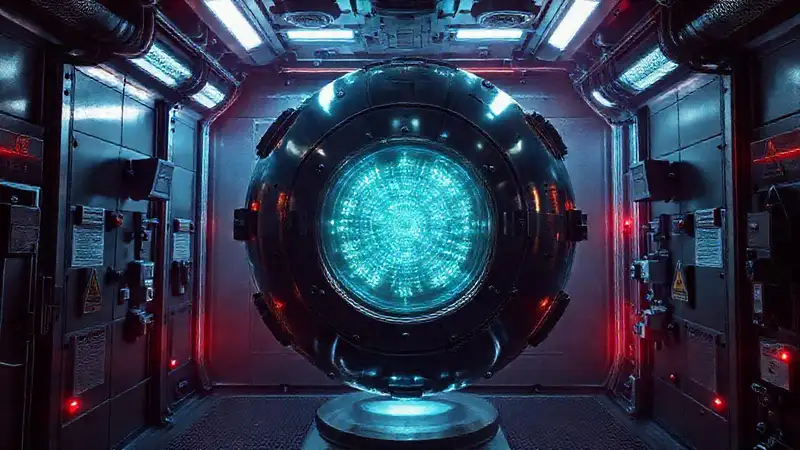 Esfera metálica en entorno de alta tecnología