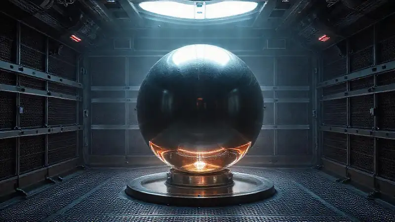 Esfera metálica en entorno de contención