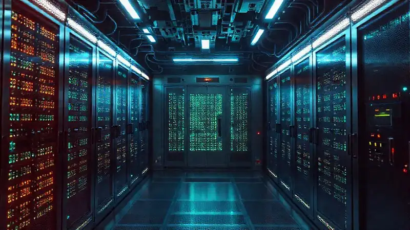 Centro de datos futurista y enigmático