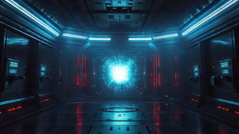 Laboratorio futurista con energía peligrosa y secreta
