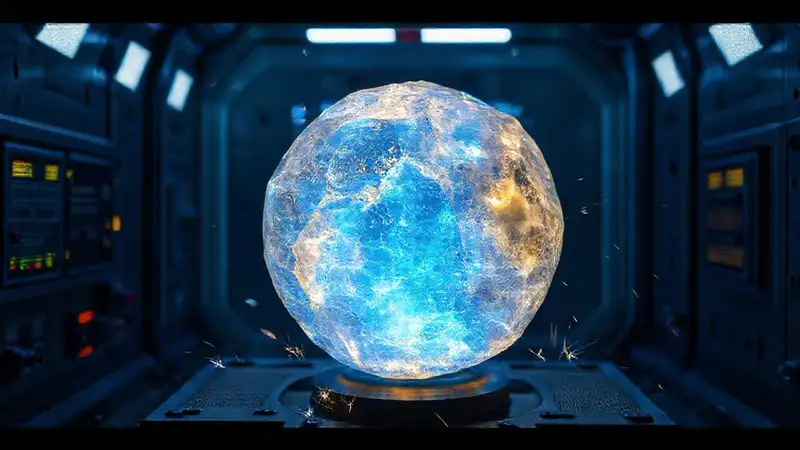 Cristal luminoso en entorno de alta tecnología