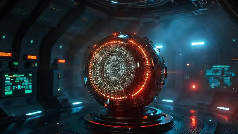 Esfera metálica en cámara de alta tecnología