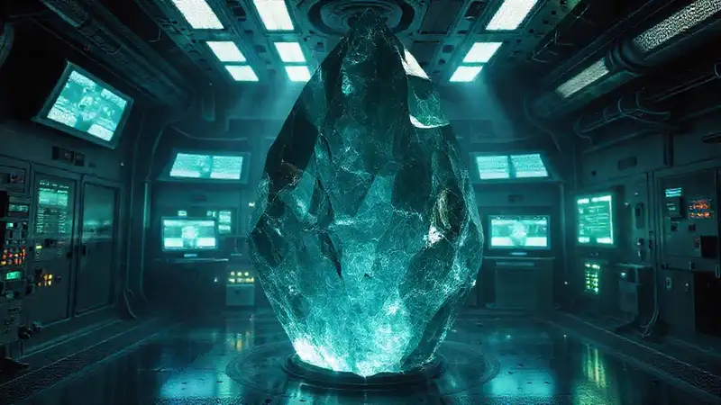 Cristal misterioso en cámara de alta seguridad