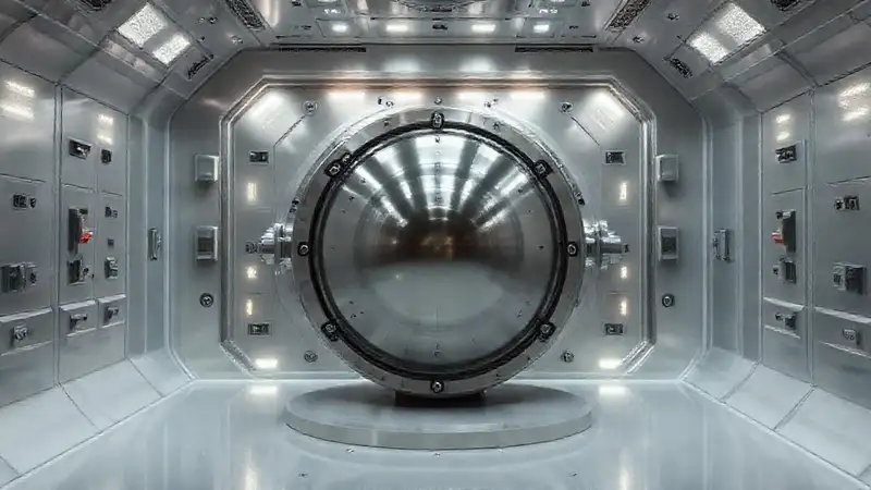 Objeto metálico en cámara futurista y sterile