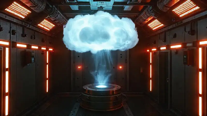 Nube de energía misteriosa en sala segura