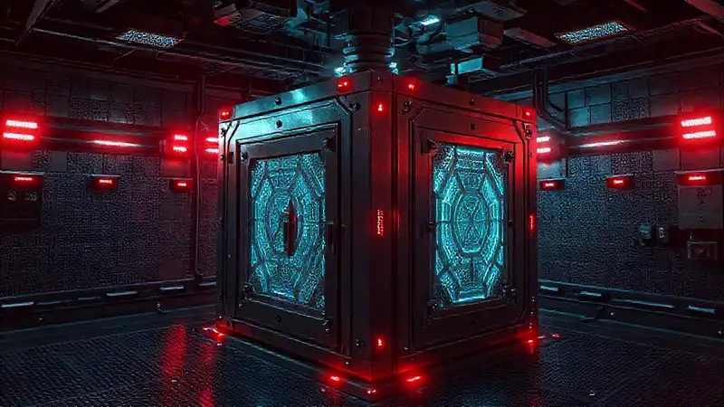 Cubo metálico misterioso en cámara de seguridad