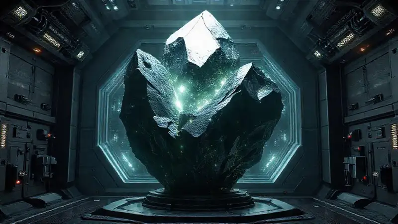 Cápsula futurista con cristal oscuro brillante