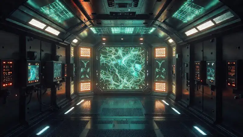 Cámaras futuristas seguras con pantallas y luces