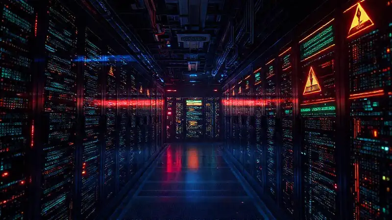 Código digital y datos en entorno futurista