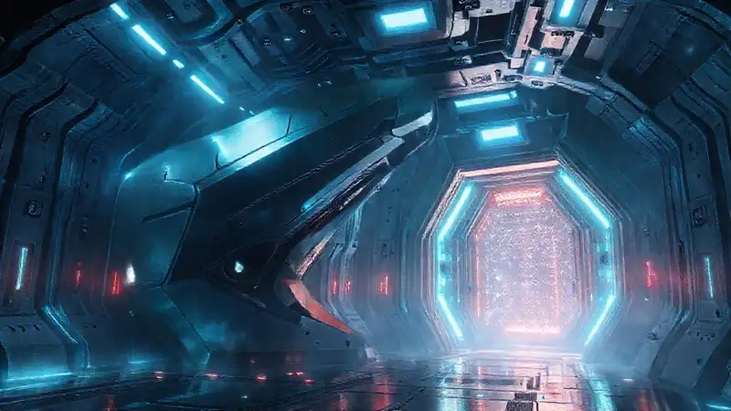 Estructura futurista con energía y seguridad avanzada