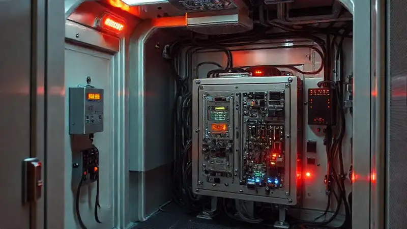 Dispositivo electromagnético en sala segura avanzada