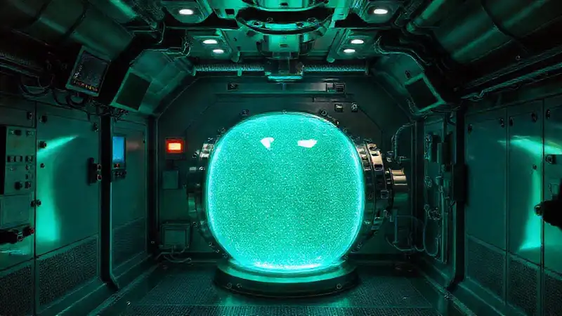Cápsula metálica segura con bioluminiscencia misteriosa