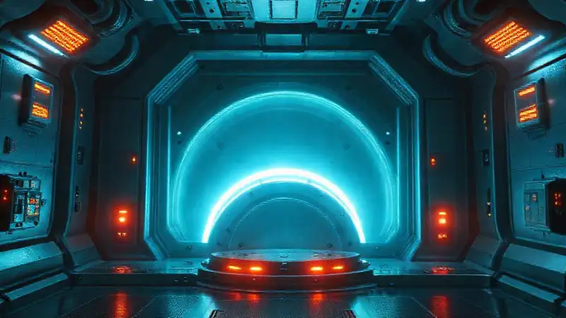 Cámara futurista de contención con energía misteriosa
