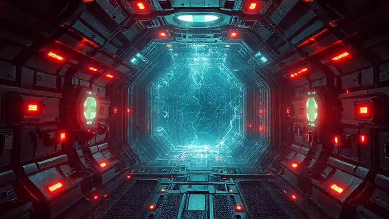 Estructura futurista con energía y seguridad