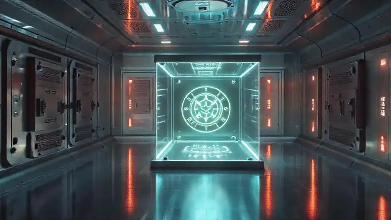 Habitación segura con cubo y tecnología avanzada