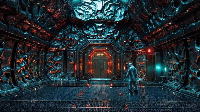 Estructura metálica futurista con seguridad avanzada