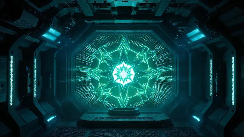 Cámara de contención con artefacto misterioso brillante