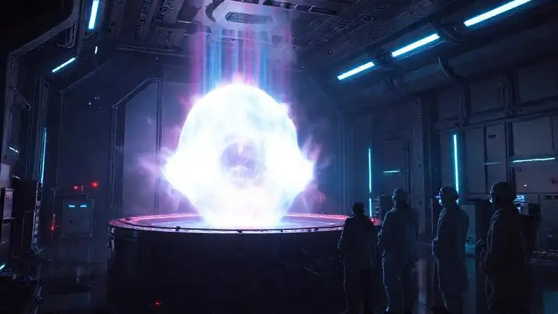 Estructura misteriosa en laboratorio futurista