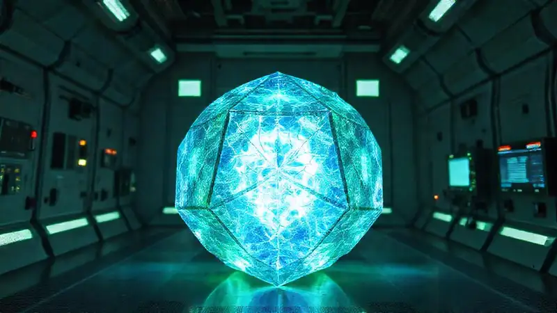 Cristal con colores y aura misteriosa futurista
