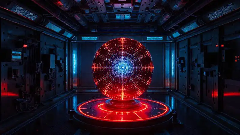 Esfera luminosa en sala de alta seguridad