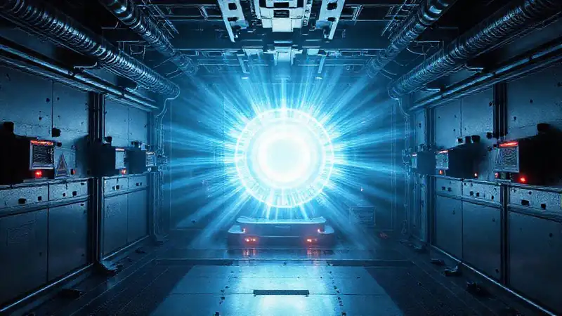 Estructura energética misteriosa en entorno futurista