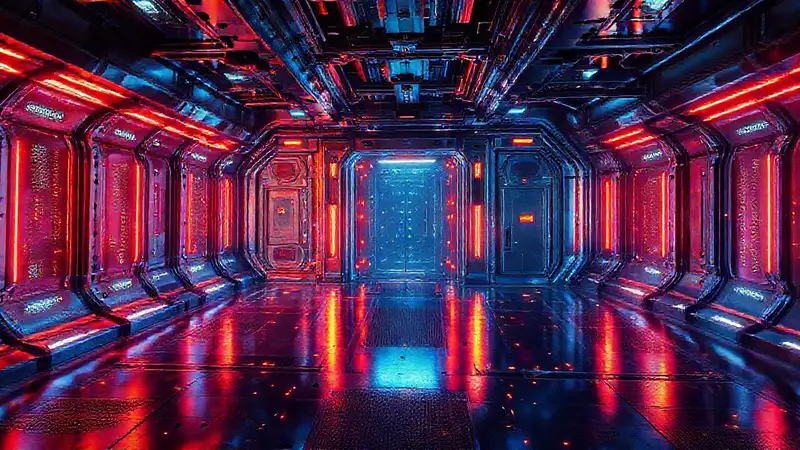 Estructura metálica con energía y seguridad futurista