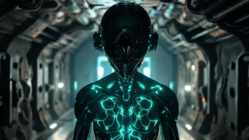 Figura Humanoide en cámara de alta tecnología