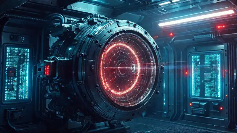 Dispositivo futurista en contención de alta seguridad