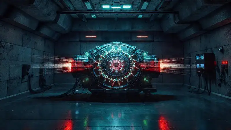 Artefacto misterioso con patrones fractales y energía