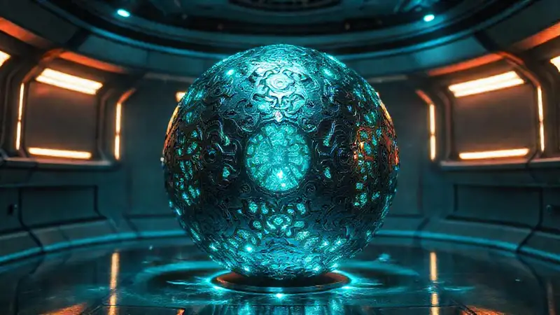 Esfera metálica fractal con energía misteriosa