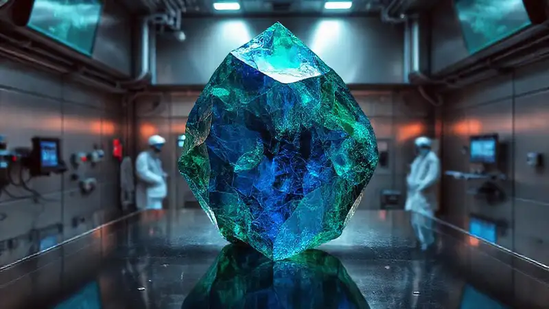 Cristal misterioso en ambiente seguro y secreto