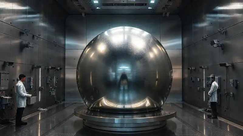 Estructura misteriosa en sala segura futurista