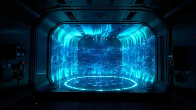 Campo de energía azul y verde misterioso