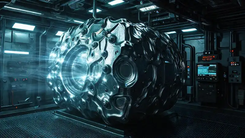 Estructura metálica futurista con energía misteriosa