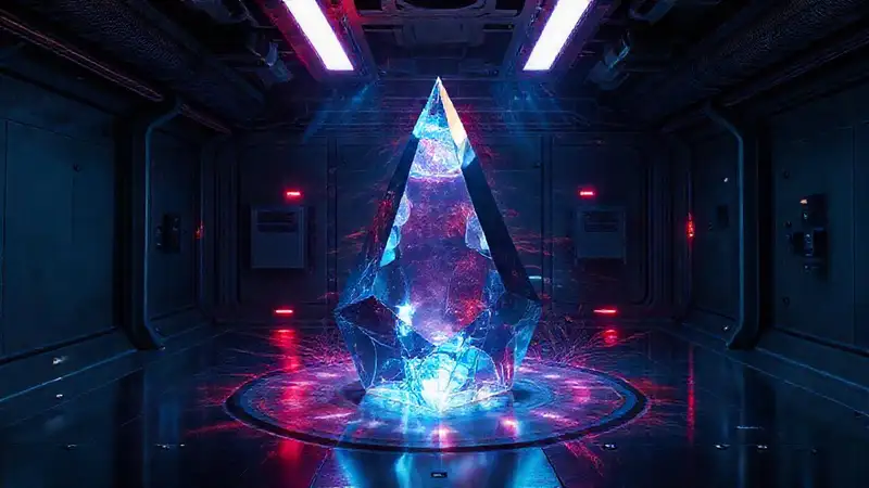 Cristal brillante con campos electromagnéticos misteriosos