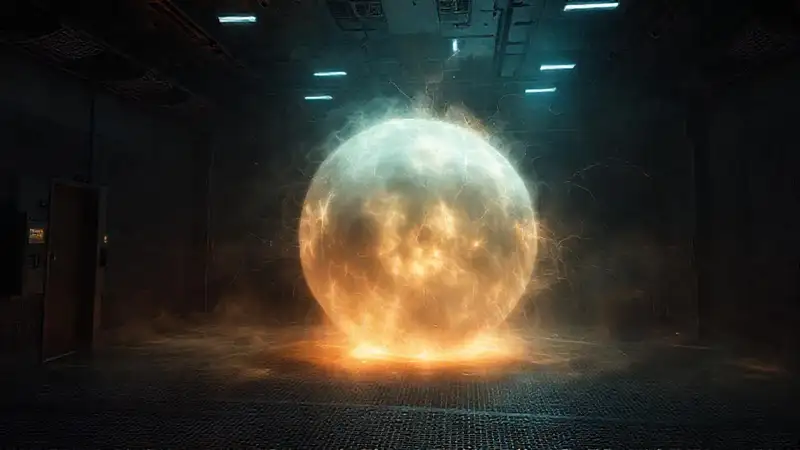 Campo de energía misterioso en una sala futurista