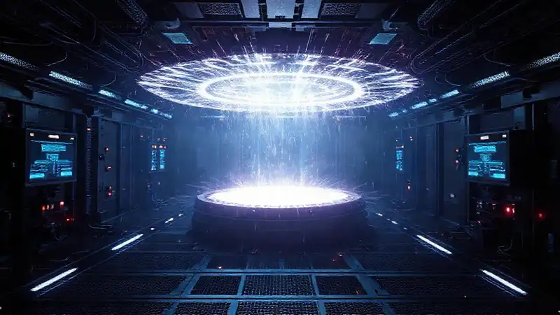 Campo brillante en cámara de contención futurista