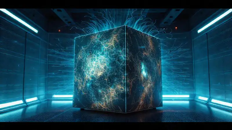 Cubo fractal con ondas electromagnéticas inquietantes