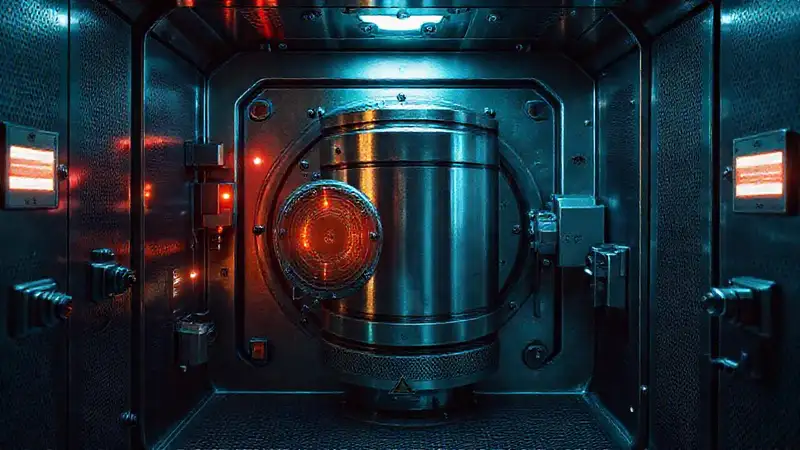Cámara sellada con objeto misterioso y tecnología