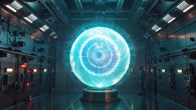 Esfera luminosa en laboratorio de energía avanzada