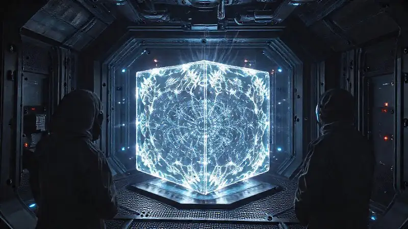 Cámara de alta tecnología con objeto luminiscente