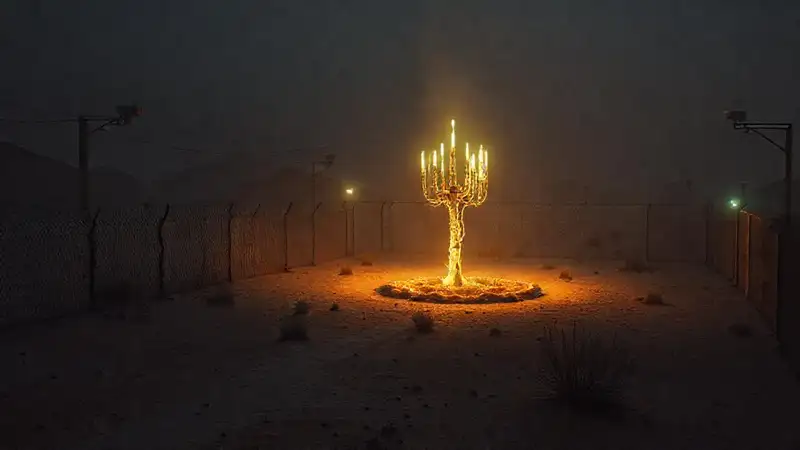 instalación alienígena secreta con luz inquietante