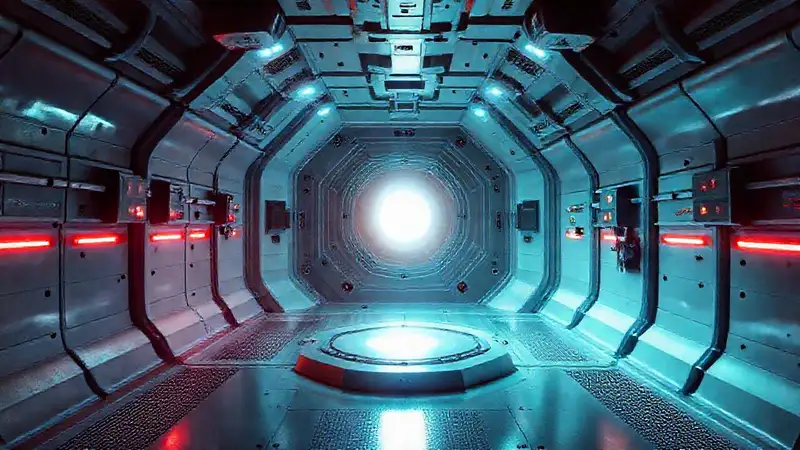 Camara segura futurista con ambiente misterioso y peligroso