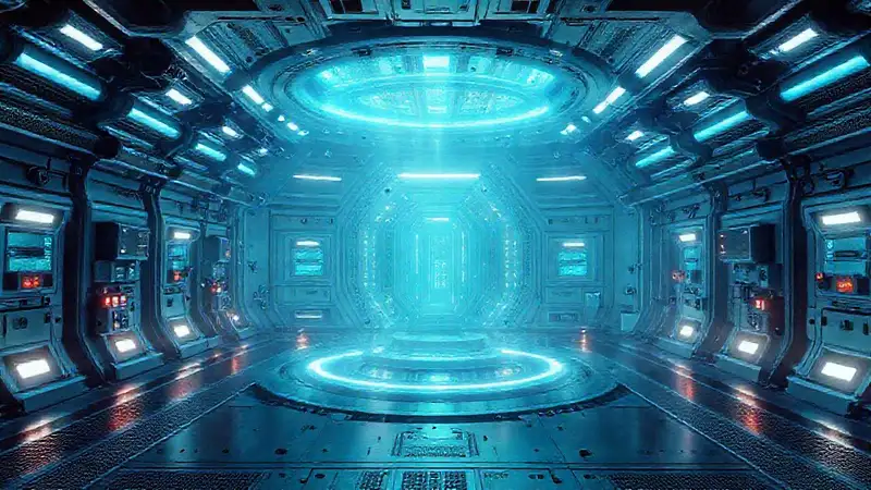 Cámara futurista con campo electromagnético y seguridad