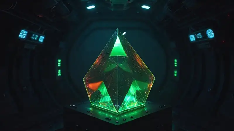 Prisma iridiscente y protegido en secreto futurista