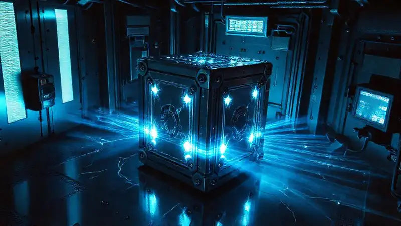 Cubos metálicos con patrones electromagnéticos intensos