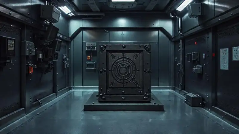 Sala segura con artefacto misterioso y seguridad