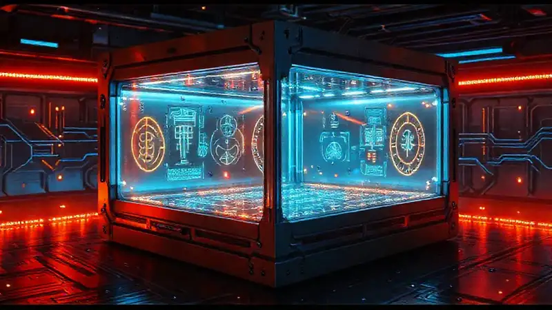 Cámara futurista brillante y misteriosa